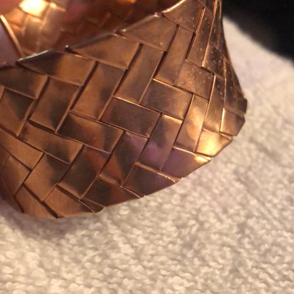 Sterling silver,Rose gold woven cuff bracelet. - Picture 3 of 7